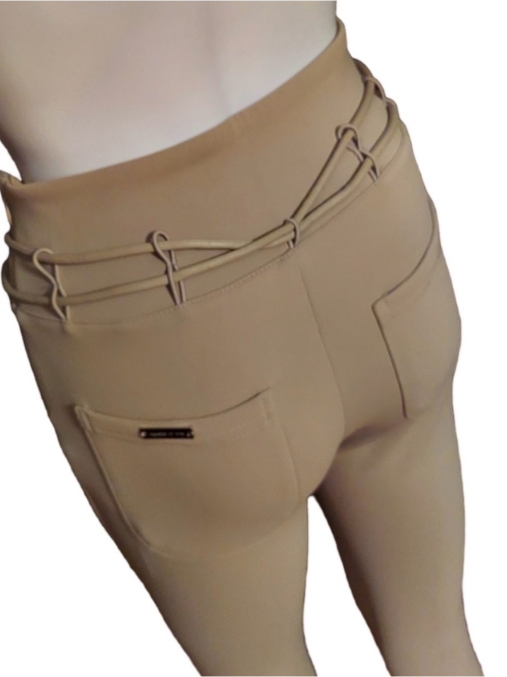 Manière De Voir Beige Neoprene Pintuck Leggings XS High Waist - Picture 7 of 16